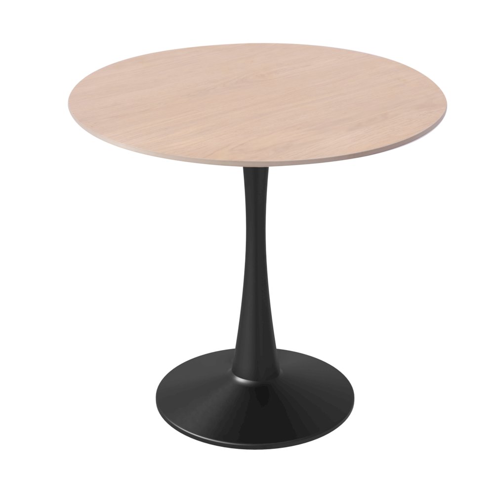 Bristol 27" Round Dining Table Black Base with Sintered Stone Natural Wood Top. Picture 4