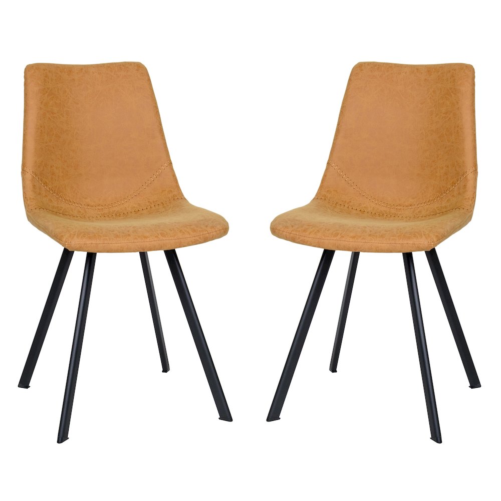 Markley Modern Leather Dining Chair With Metal Legs Set of 2. Picture 2
