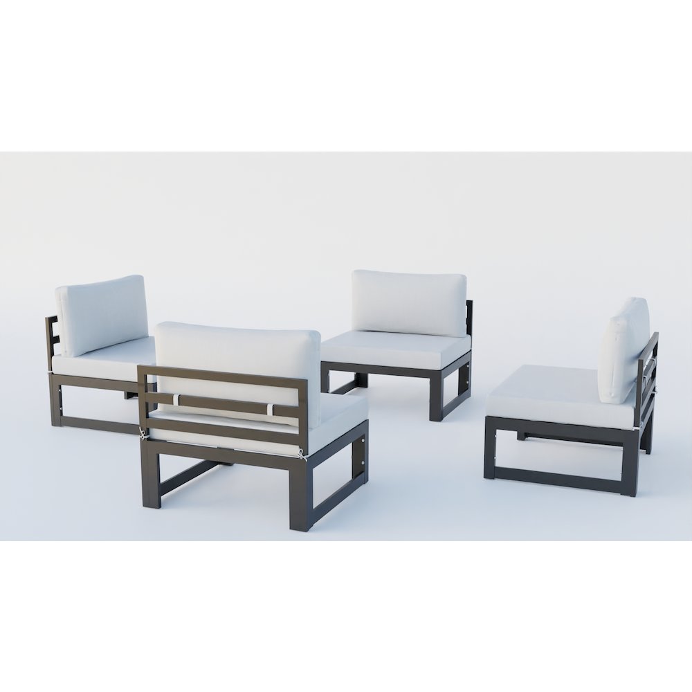 Chelsea 4-Piece Middle Patio Chairs Black Aluminum With Cushions. Picture 7