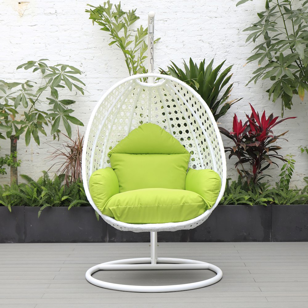 White Wicker Hanging Egg Swing Chair. Picture 4
