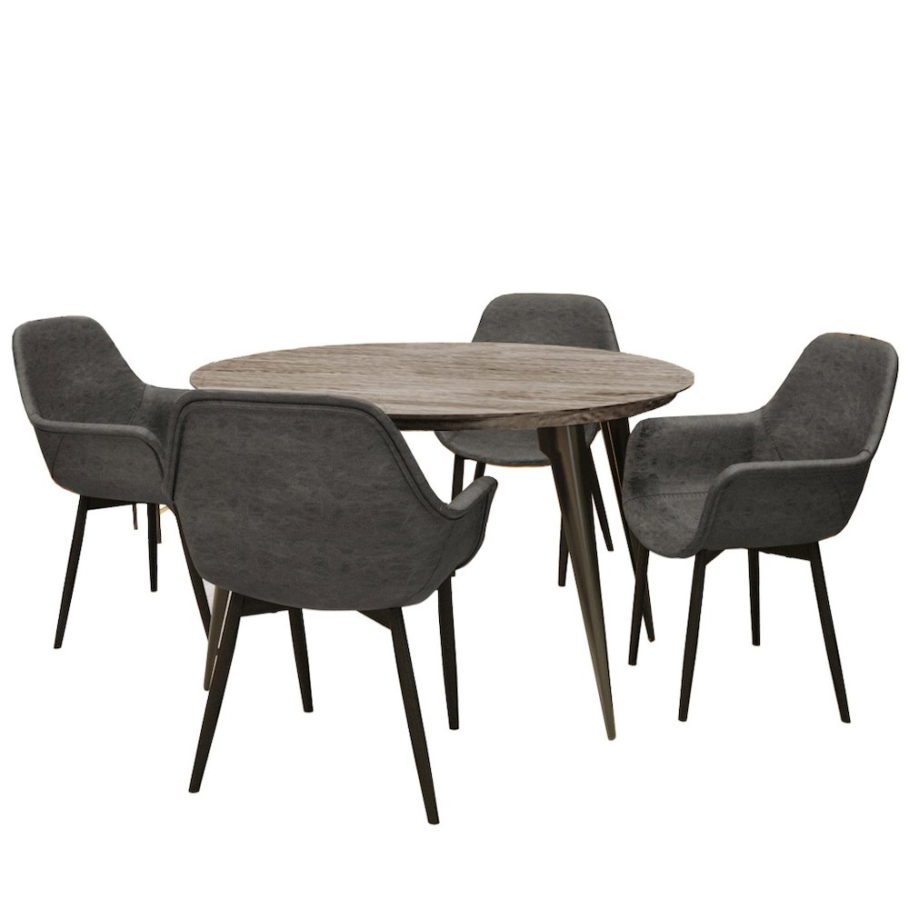 5-Piece Dining Set 47" Round Dining Table 4 Leather Dining Chairs. Picture 1