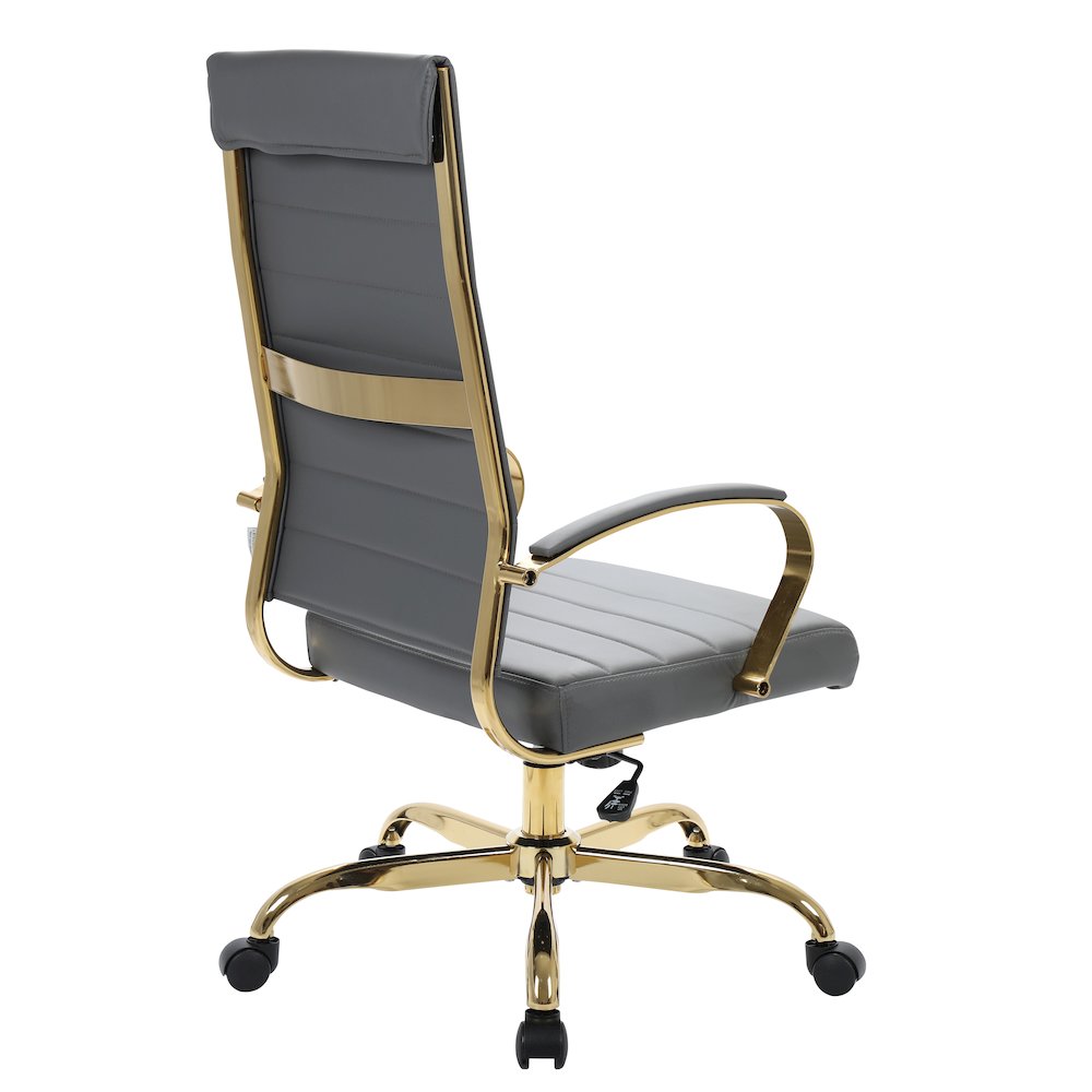 Benmar High-Back Leather Office Chair With Gold Frame. Picture 10