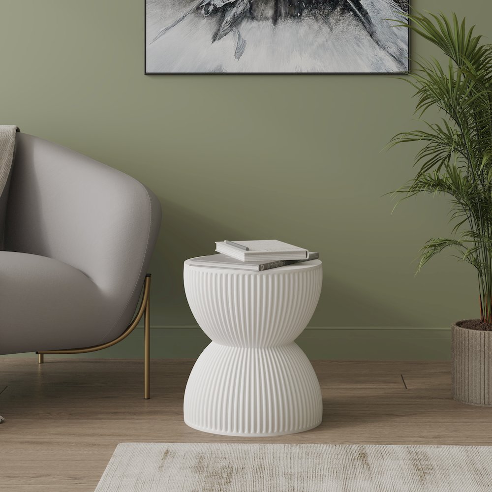 Modern Side End Table Spire Series In White. Picture 3