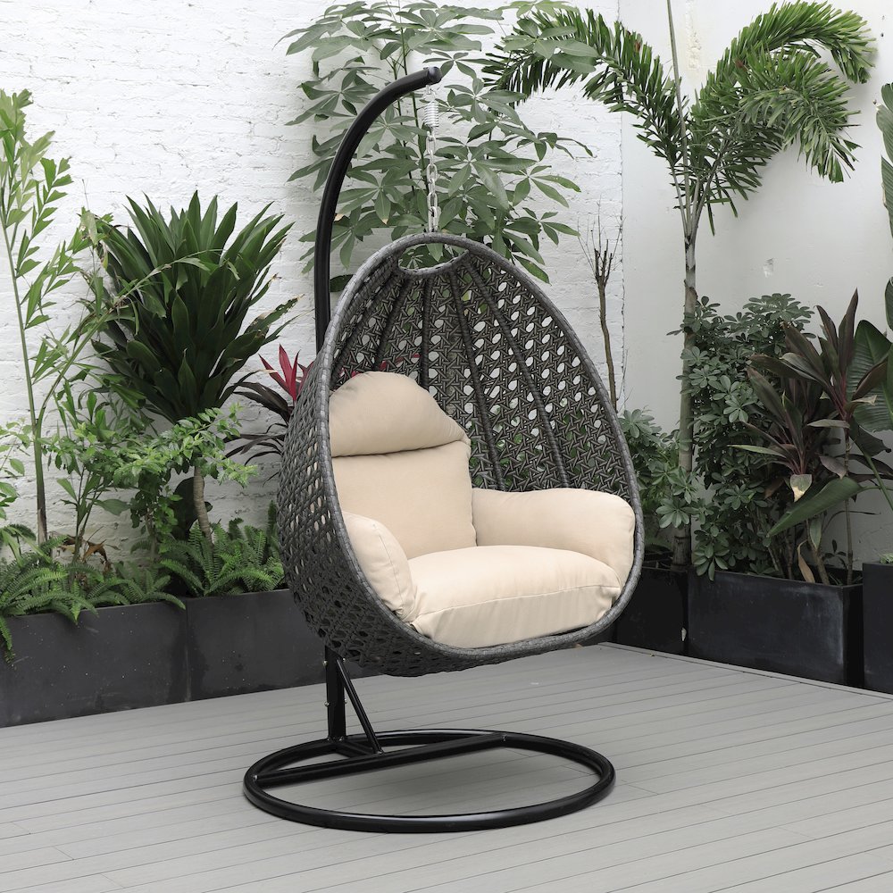 Charcoal Wicker Hanging Egg Swing Chair. Picture 2