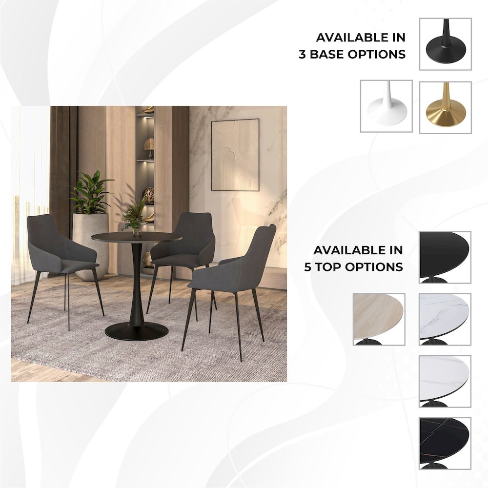 Leisyremod Bristol 24" Round Dining Table Black base with Black top. Picture 11