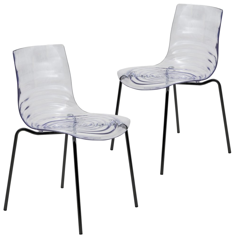 Astor Modern Dinin Chair, Single Chair, Black Base with Clear Seat Set of 2. Picture 2