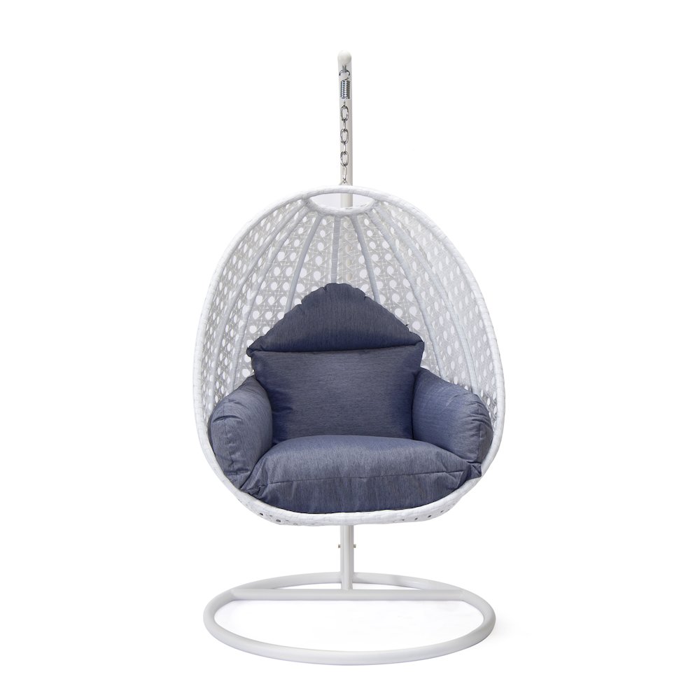 White Wicker Hanging Egg Swing Chair. Picture 3