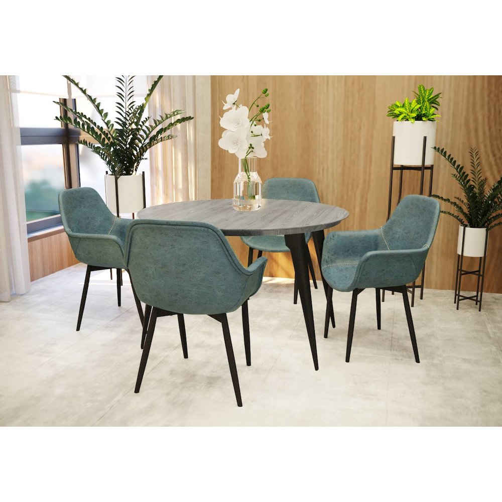 Markley Modern Leather Dining Arm Chair With Metal Legs Set of 4. Picture 11