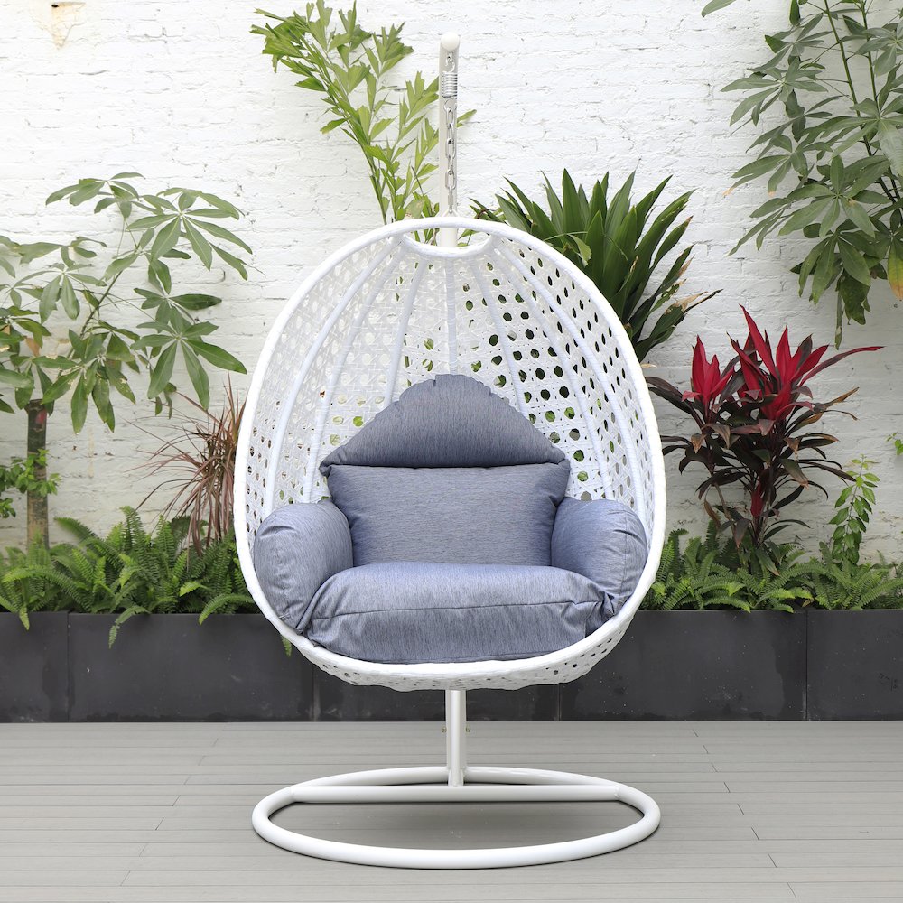 White Wicker Hanging Egg Swing Chair. Picture 4