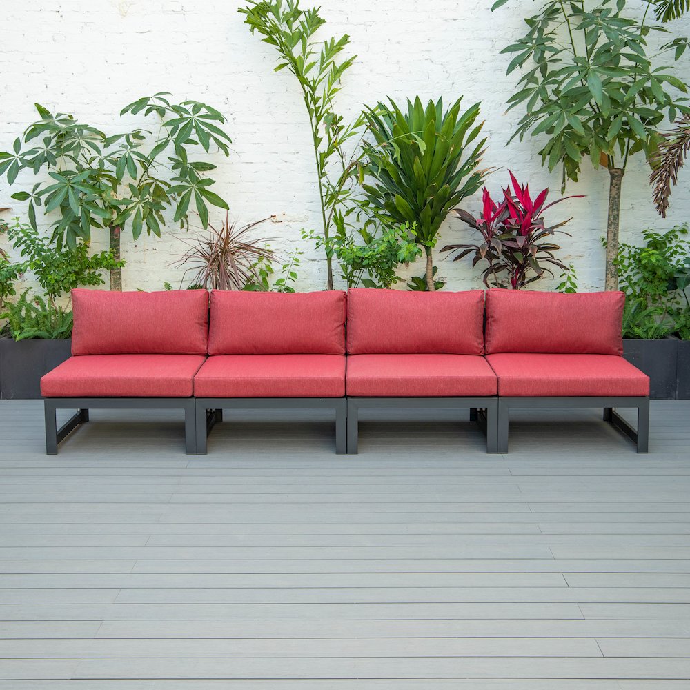 Chelsea 4-Piece Middle Patio Chairs Black Aluminum With Cushions. Picture 9