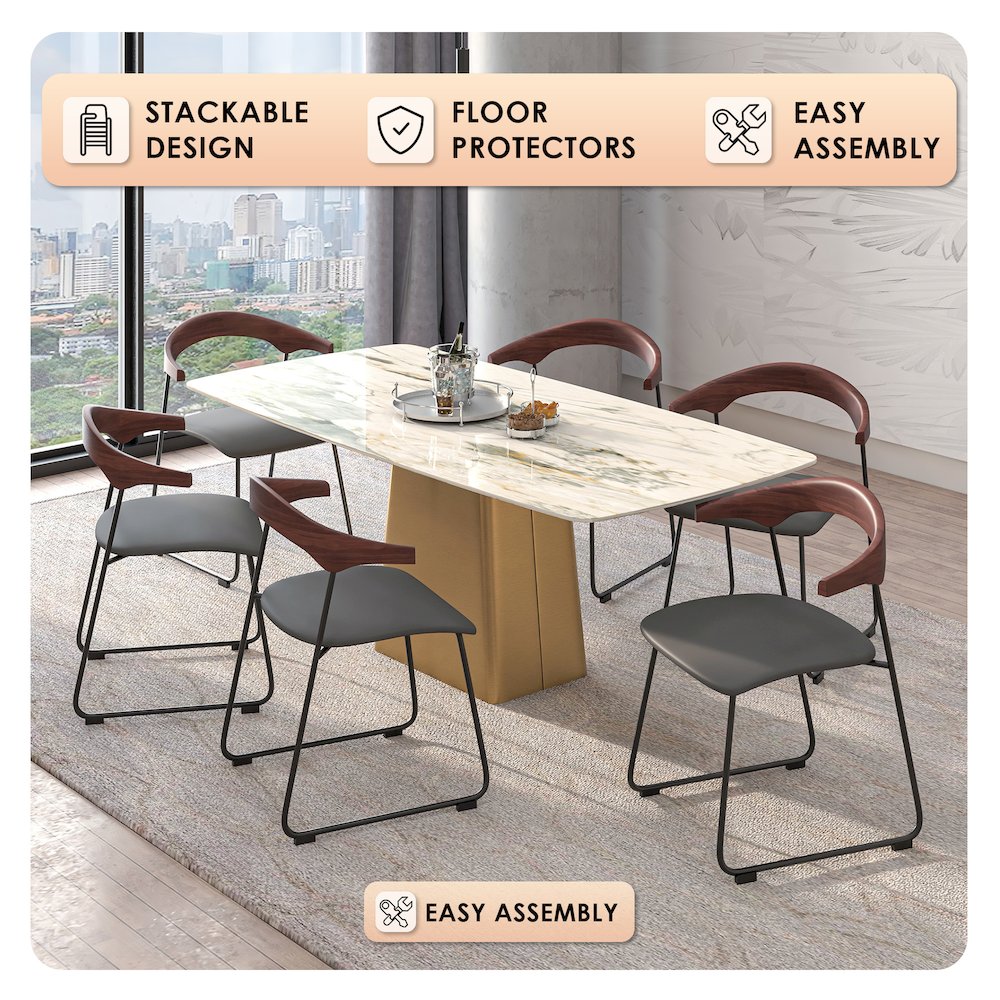 Lyra Collection Modern Chair in Black Walnut Color back and Black Seat. Picture 1