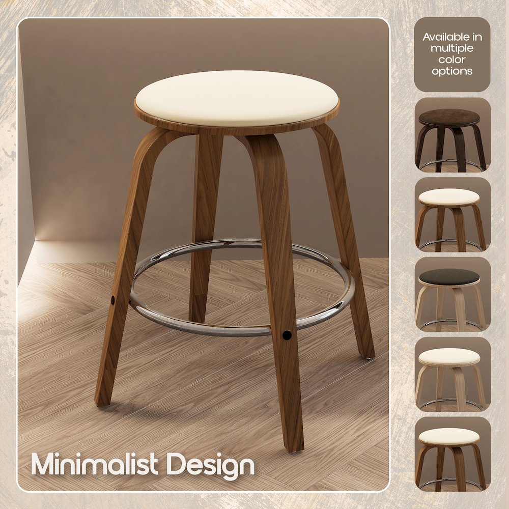 Wooden Counter Stool Pelya Collection Modern Style Walnut color in Cream. Picture 3