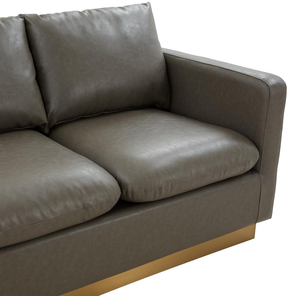 Nervo Modern Mid-Century Upholstered Leather Sofa with Gold Frame. Picture 6