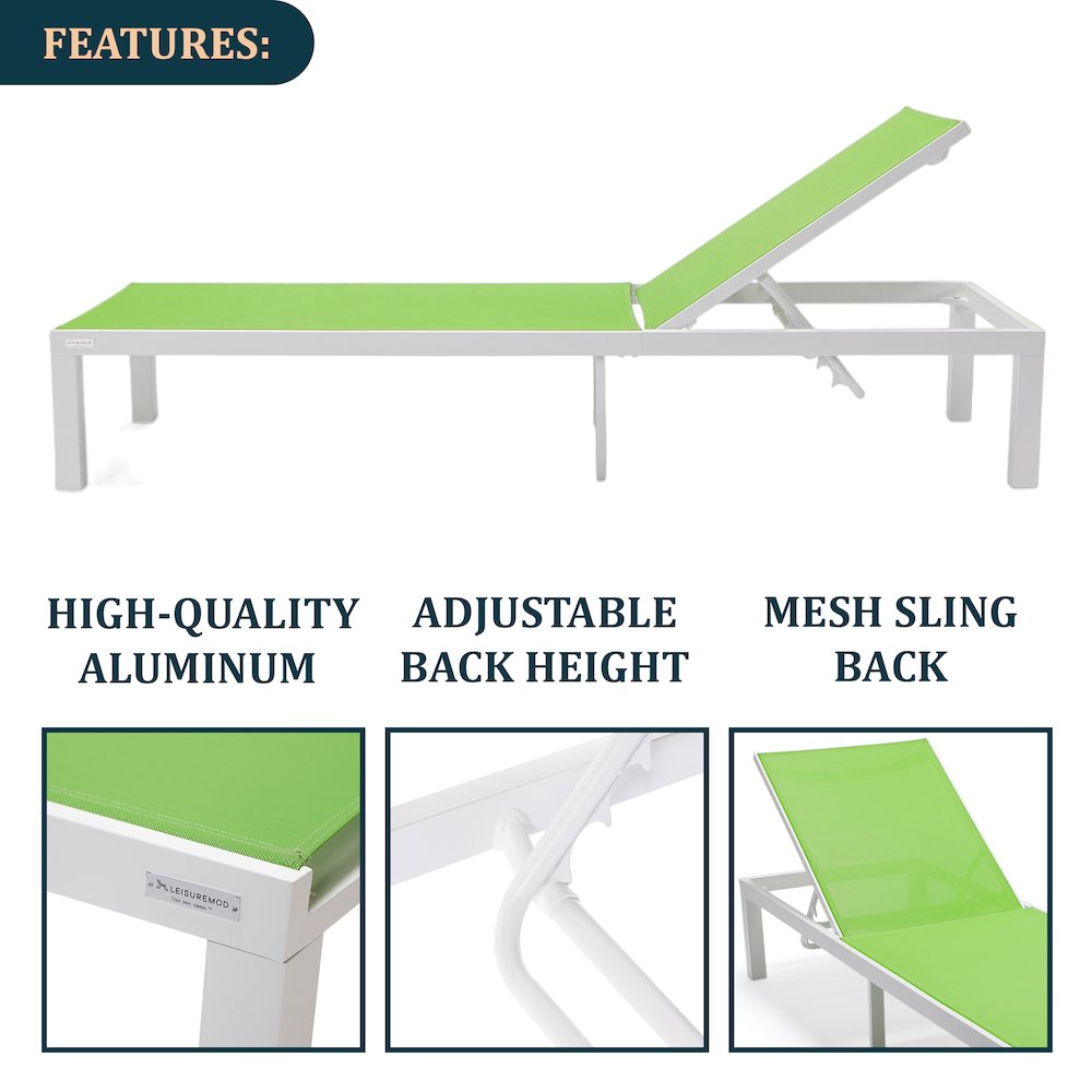 Marlin Modern White Aluminum Outdoor Patio Chaise Lounge Chair. Picture 1