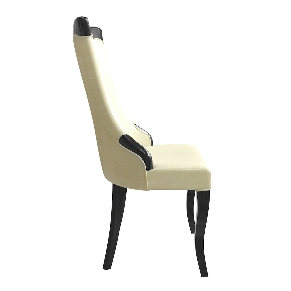 Novara Collection Modern Wooden Dining Chair in Light Cream Set of 2. Picture 8