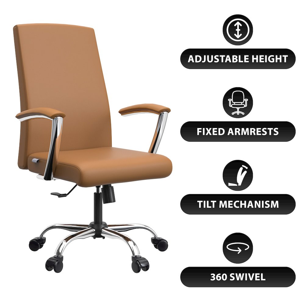 Evander Series Office Chair in Acorn Brown Leather. Picture 11