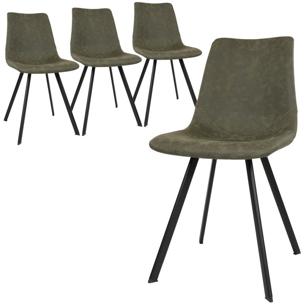 Markley Modern Leather Dining Chair With Metal Legs Set of 4. Picture 1