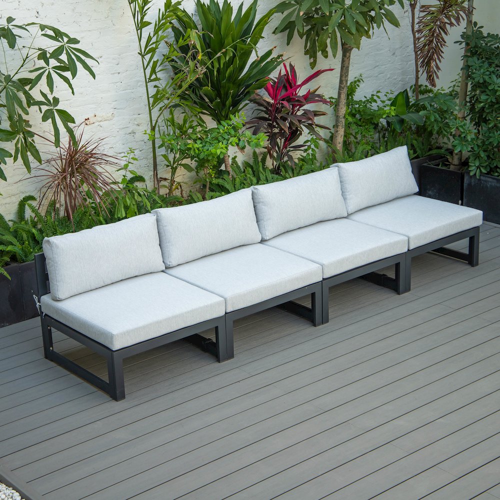 Chelsea 4-Piece Middle Patio Chairs Black Aluminum With Cushions. Picture 8