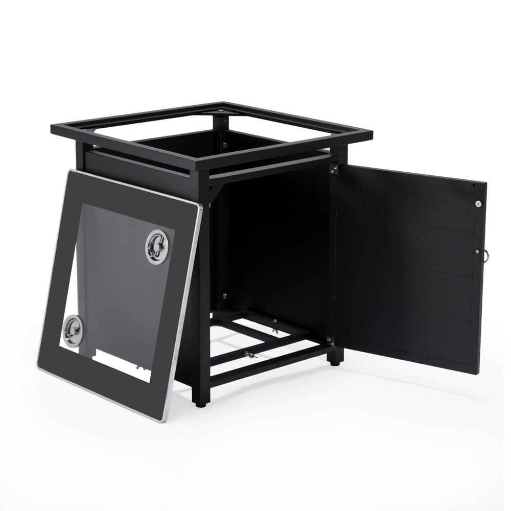 Walbrooke Black Patio Square Tank Holder with Slats Design. Picture 5