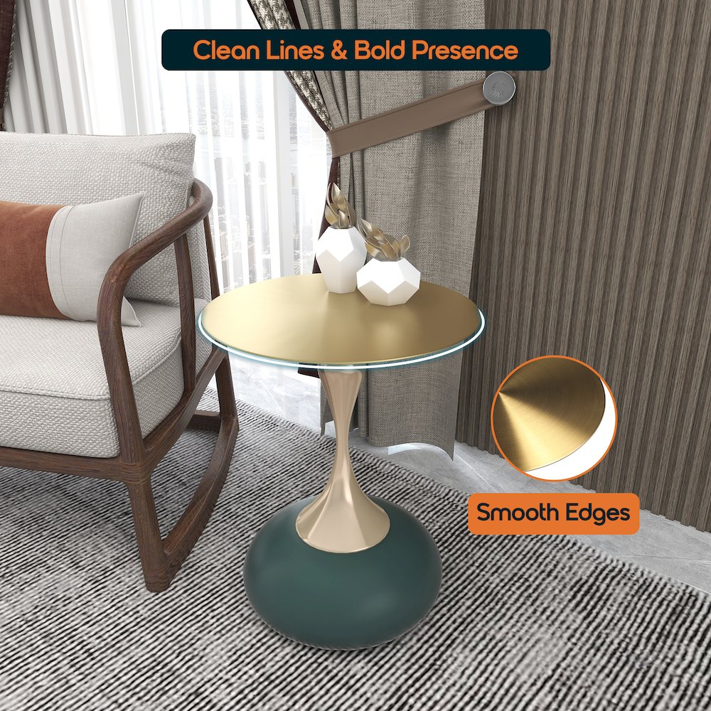 Savoy Collection Modern End Table In Green. Picture 7