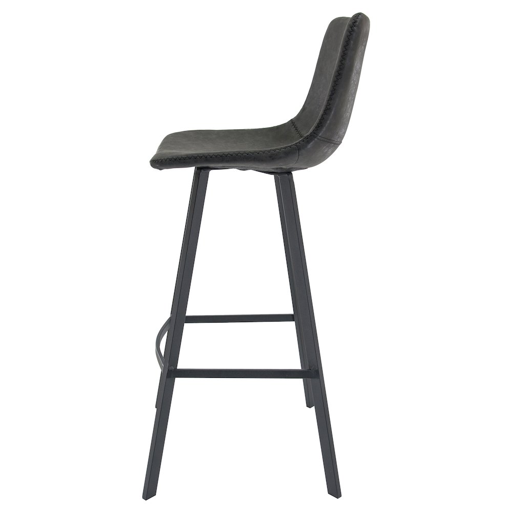 Elland Modern Upholstered Leather Bar Stool With Iron Legs & Footrest Set of 2. Picture 4