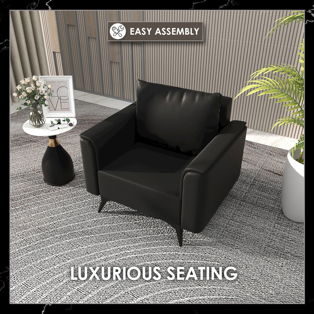 Rusk Collection Modern Single Seater Sofa In Black. Picture 5