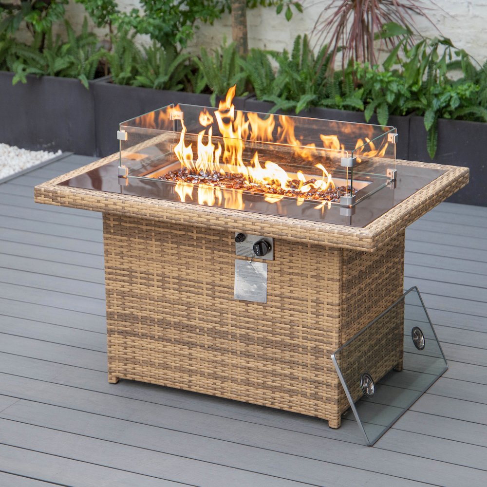 Mace Wicker Patio Modern Propane Fire Pit Table. Picture 2