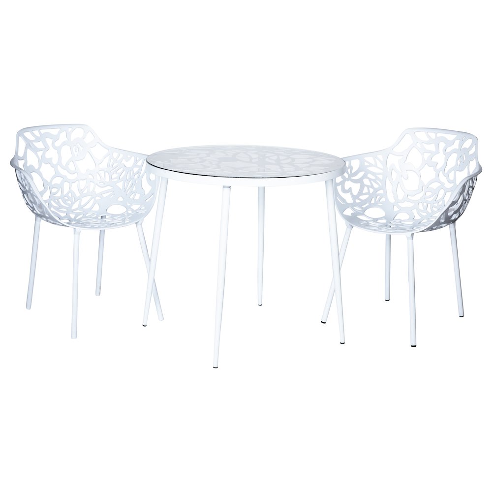 Devon Tree Design Glass Top Aluminum Base Indoor Outdoor Bistro Dining Table. Picture 3