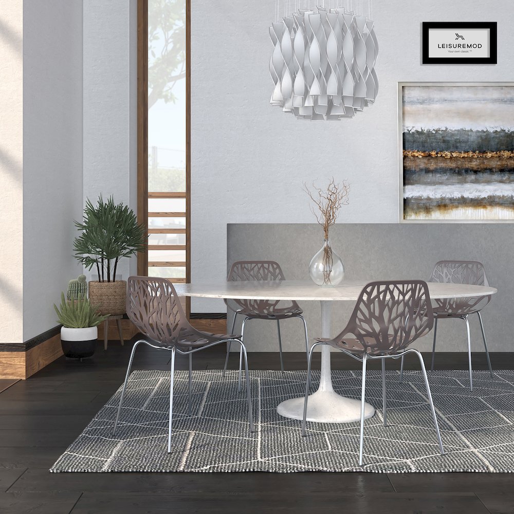 Modern Asbury Dining Chair w/ Chromed Legs, Set of 4. Picture 6