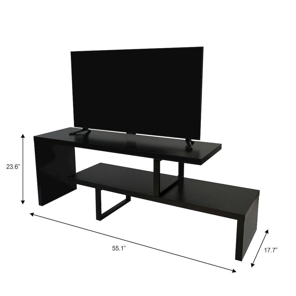 Orford Mid-Century Modern TV Stand in Ebony. Picture 2