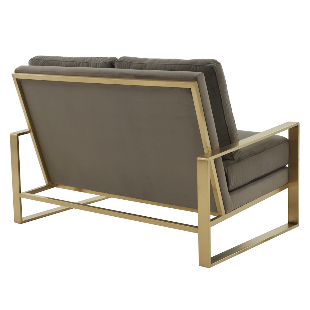 Jefferson Contemporary Modern Velvet Loveseat With Gold Frame. Picture 5