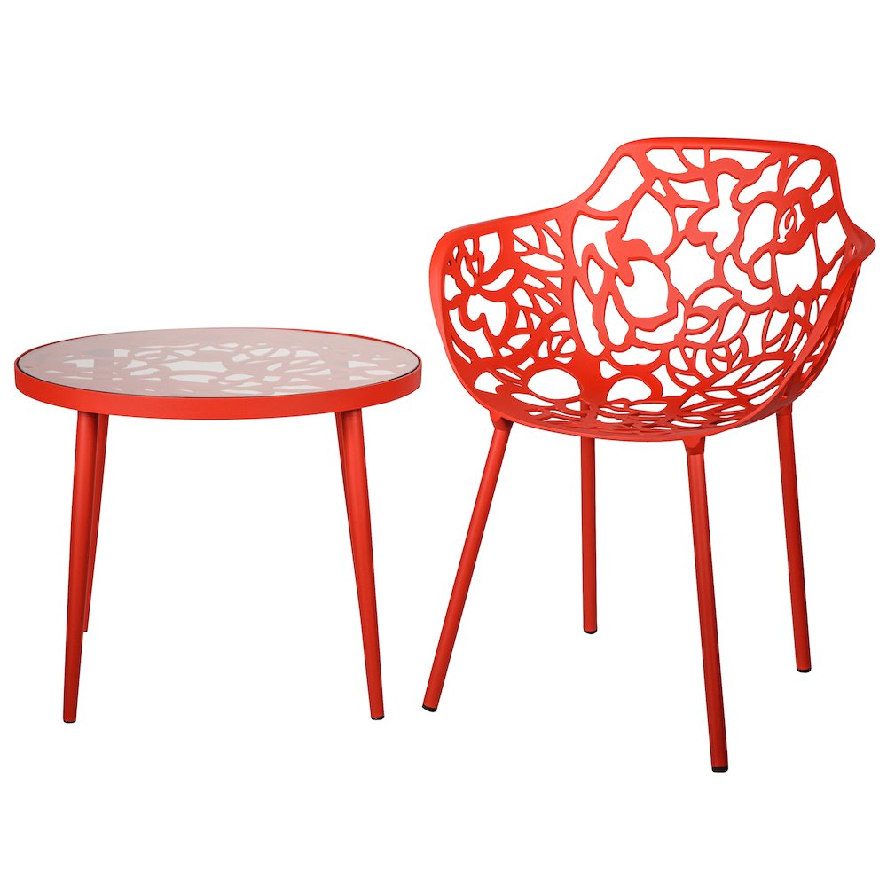 Devon Tree Design Glass Top Aluminum Base Indoor Outdoor End Table. Picture 3