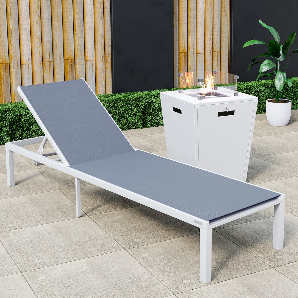 Marlin Modern White Aluminum Outdoor Patio Chaise Lounge Chair. Picture 7