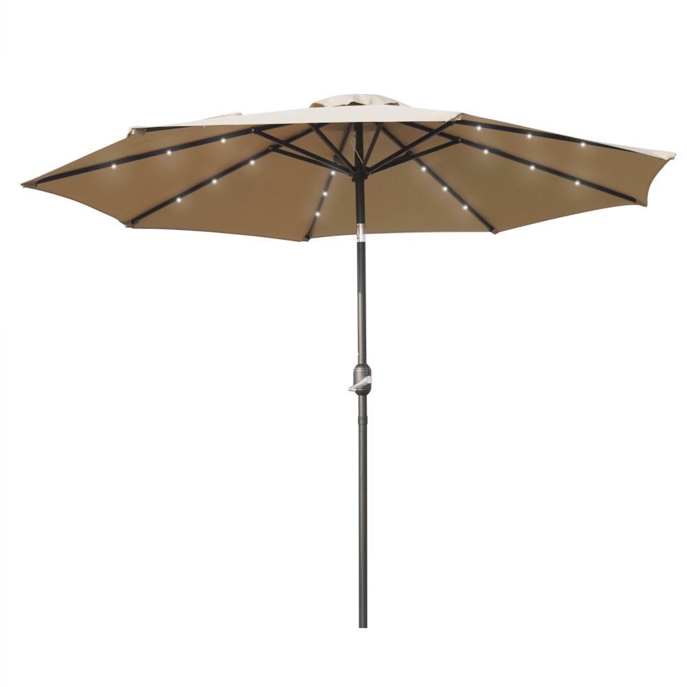 Sierra Outdoor Patio Umbrella with Base in Beige. Picture 1