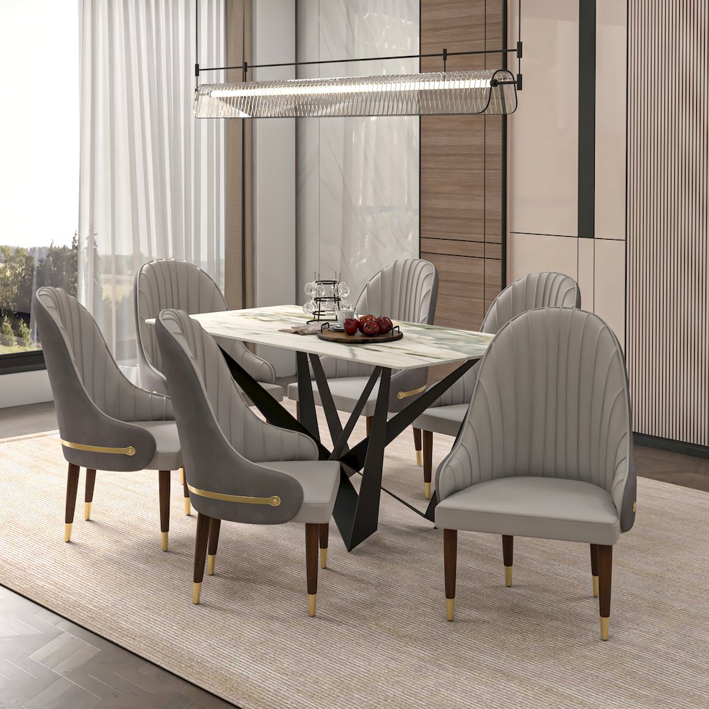 Elara Collection Wooden Dining Chair in Two-Tone Grey Set of 2. Picture 10