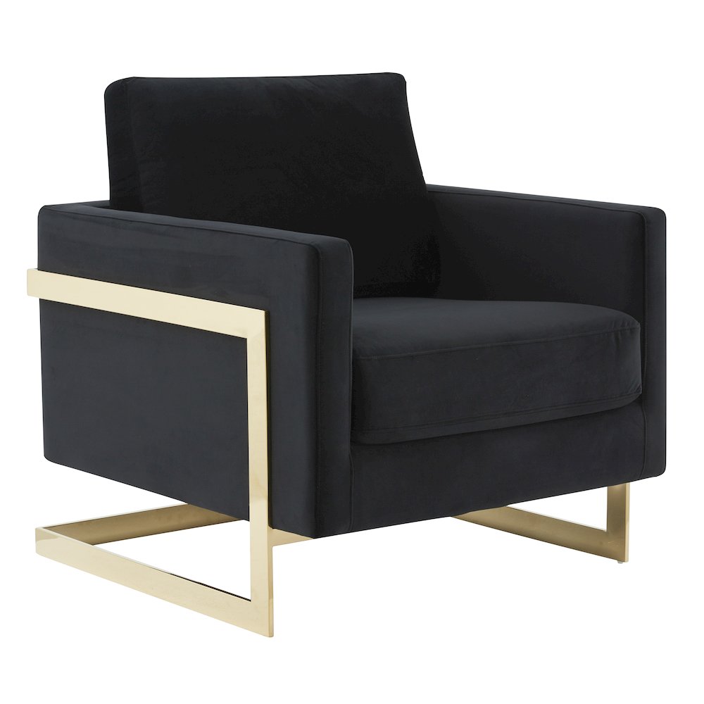 Lincoln Velvet Accent Armchair With Gold Frame. Picture 1