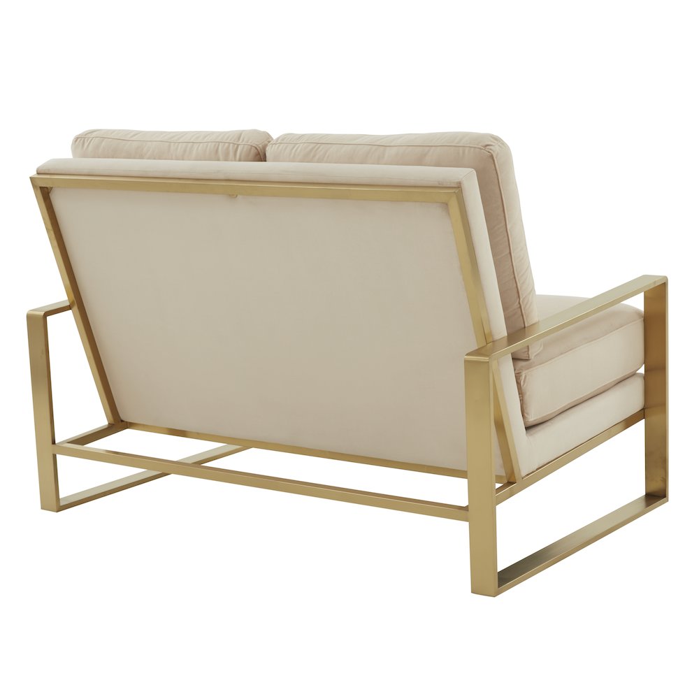 Jefferson Contemporary Modern Velvet Loveseat With Gold Frame. Picture 5