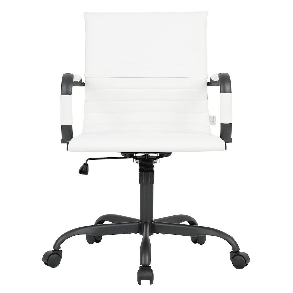 Harris Leather Home Office Chair in White With Black Frame. Picture 3