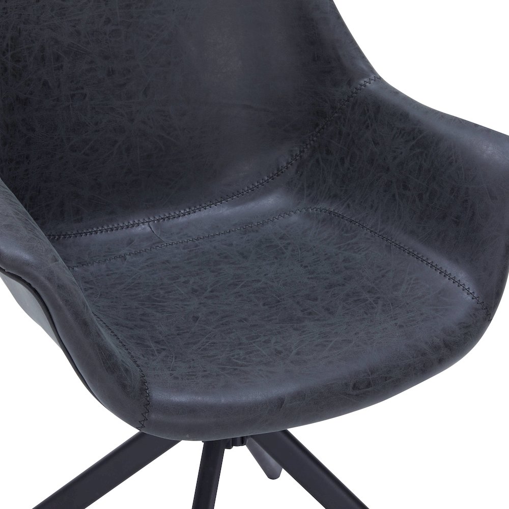 Markley Modern Leather Dining Swival Arm Chair in Black. Picture 1