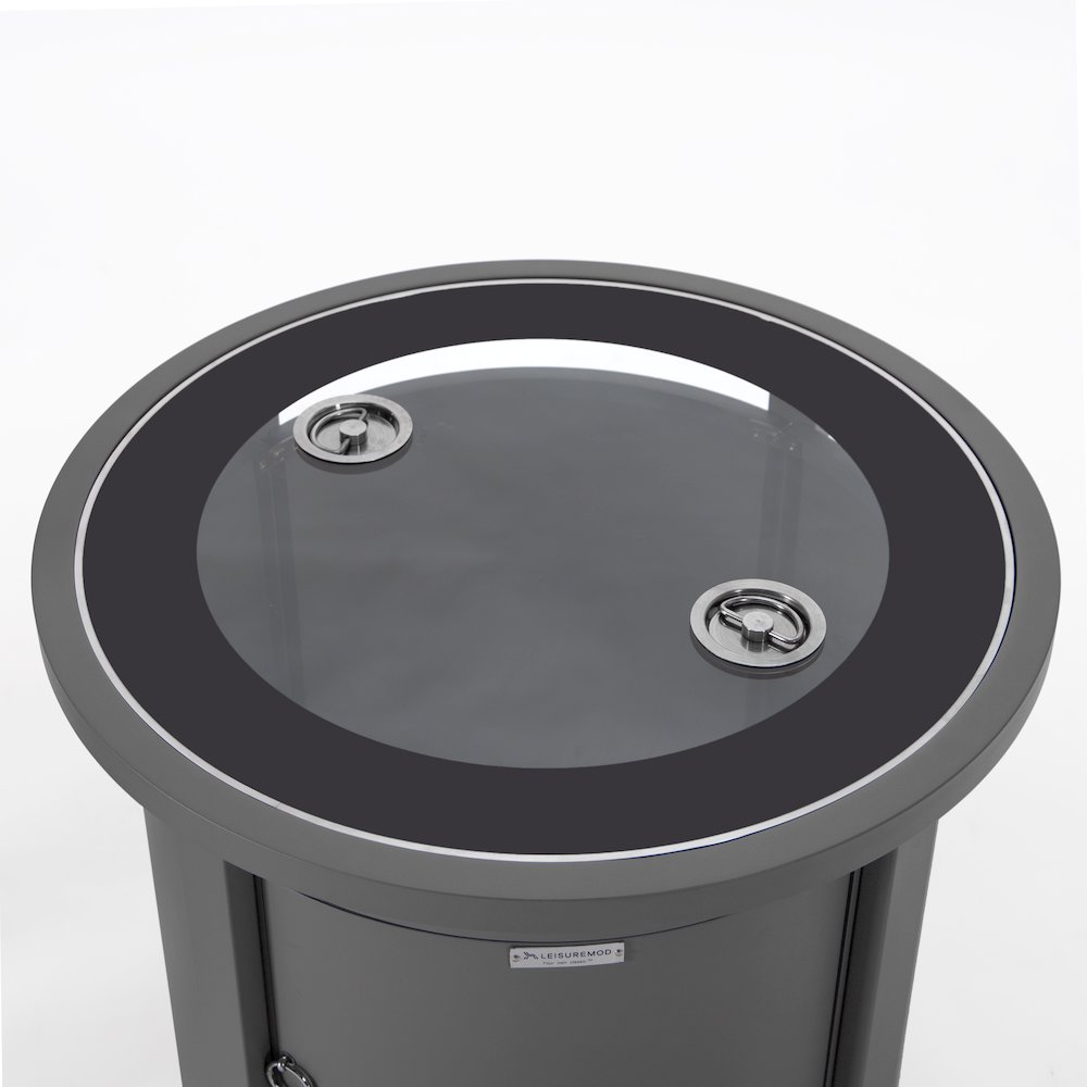 Walbrooke Patio Round Fire Pit and Tank Holder in Grey. Picture 16