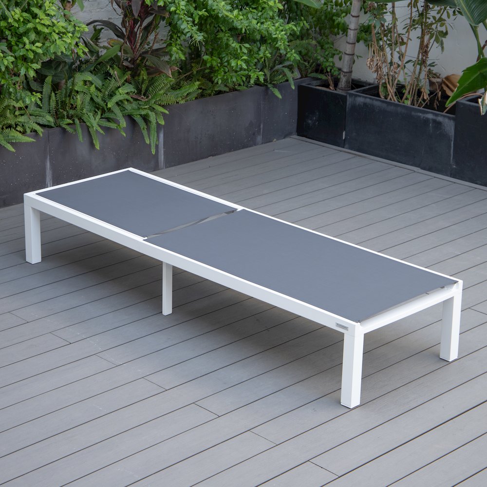 Marlin Modern White Aluminum Outdoor Patio Chaise Lounge Chair. Picture 21