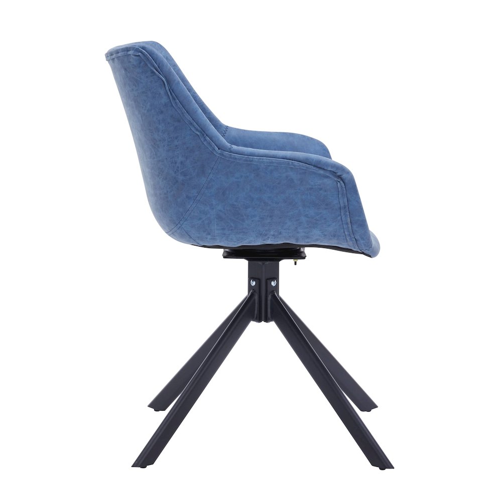 Markley Modern Leather Dining Swival Arm Chair in Light Blue. Picture 8