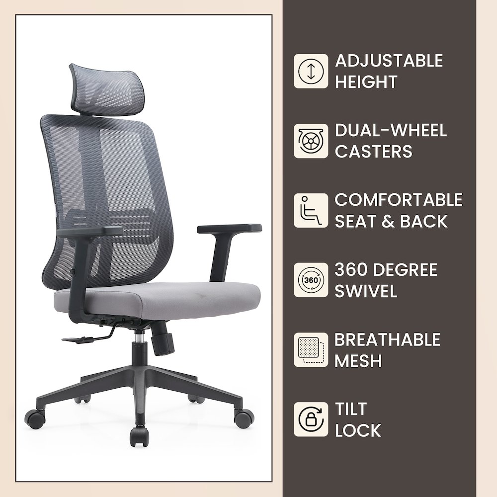 Office Nift Series Office Task Chair In Grey. Picture 9