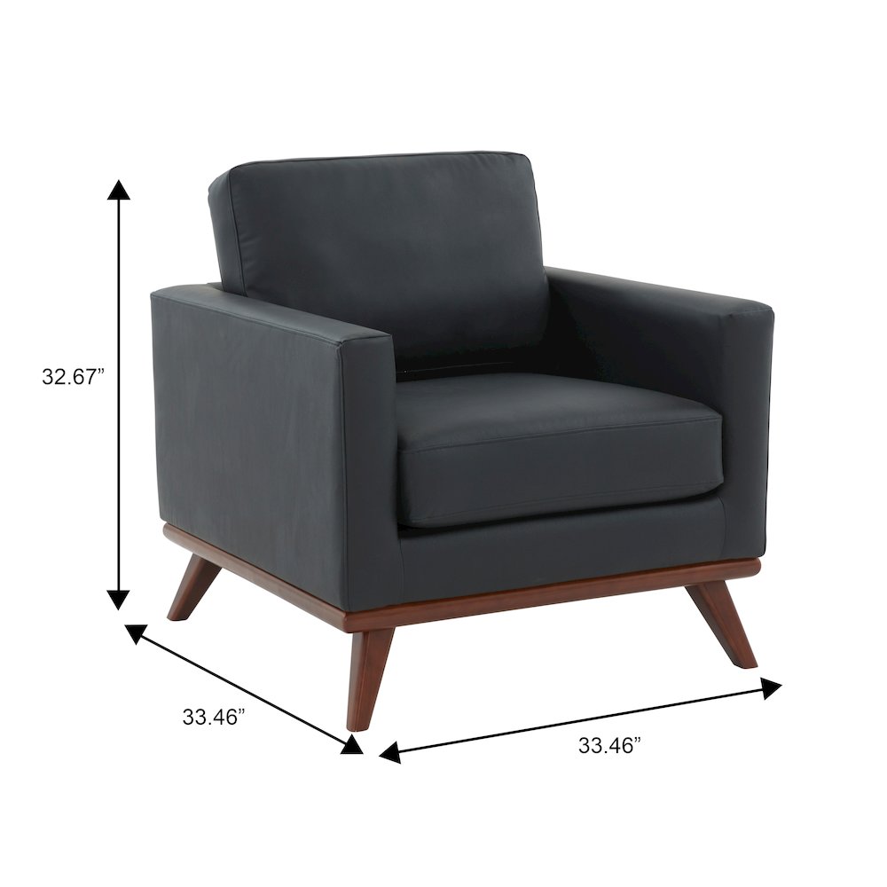 Chester Modern Leather Accent Arm Chair With Birch Wood Base. Picture 6