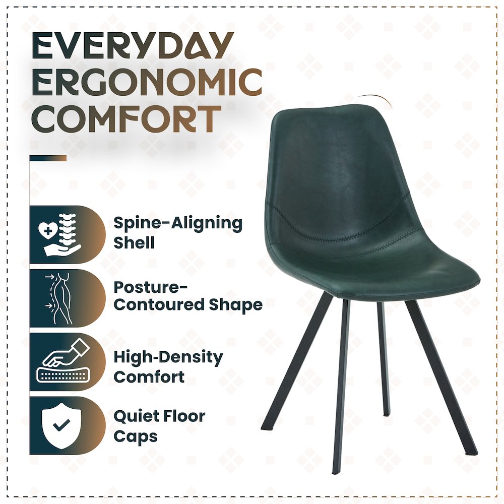 Markley Modern Leather Dining Chair With Metal Legs. Picture 7