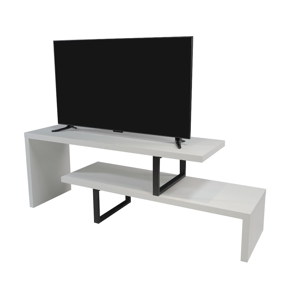 Orford Mid-Century Modern TV Stand in White. Picture 6