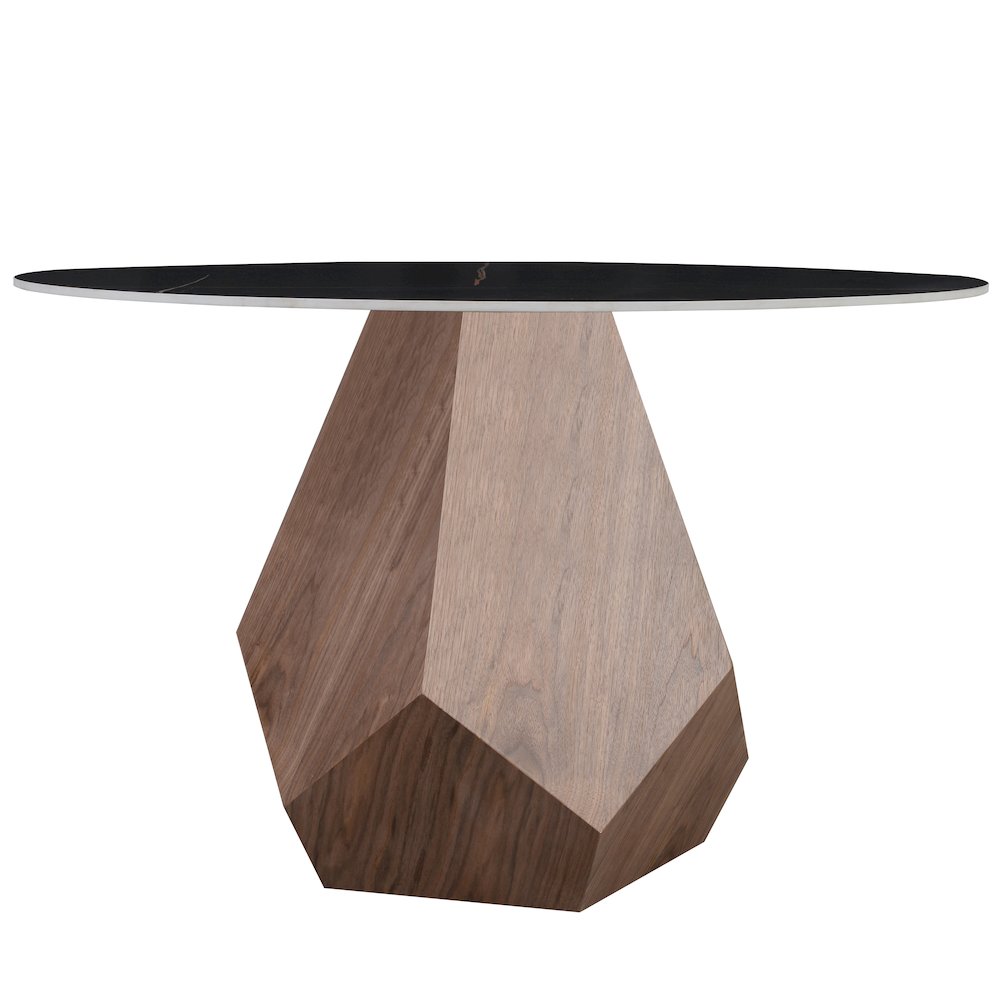 Nebo Modern Dining Table in Walnut Base with Black Sintered Stone  Top. Picture 10