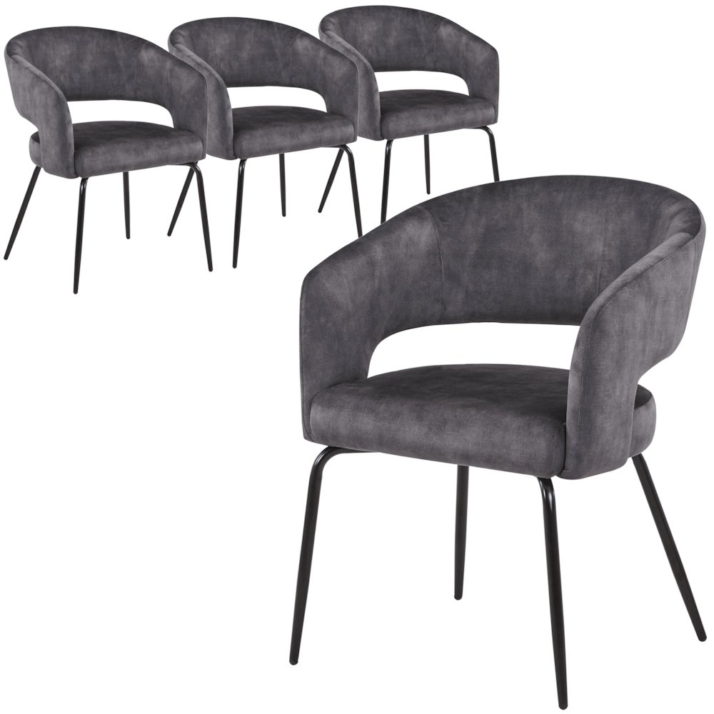 Gavin Series Modern Chair Black Frame in Charcoal Set of 4. Picture 1