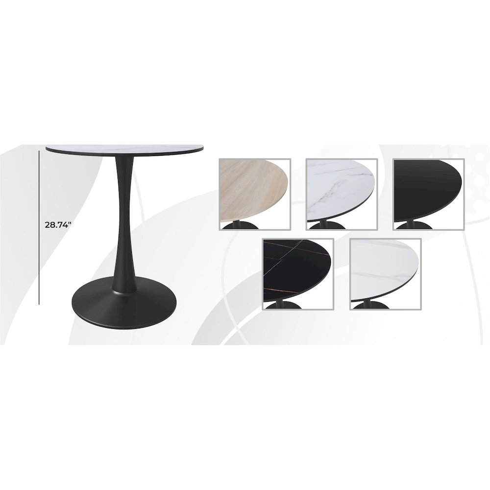 Bristol 24" round dining table Black base with marbled MDF top. Picture 21