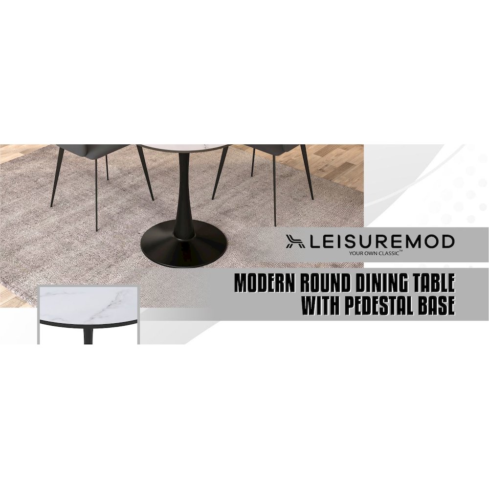 Leisyremod Bristol 24" Round Dining Table Black base with White top. Picture 42